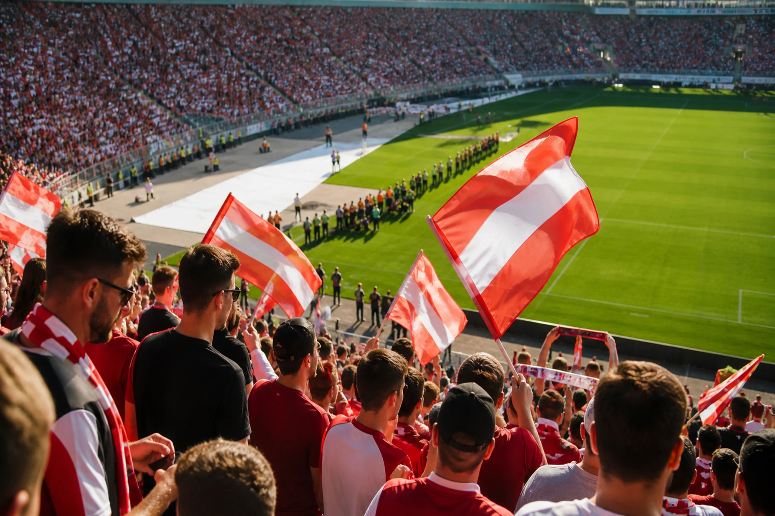 Diváci na tribuně stadionu.