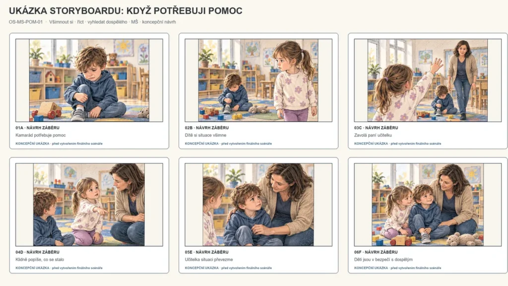 Náhled storyboardu KDYŽ POTŘEBUJI POMOC