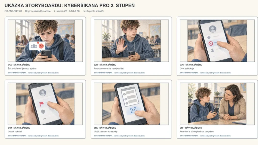 Náhled storyboardu KYBERŠIKANA PRO 2. STUPEŇ