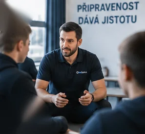 Lektor vede praktický nácvik se studenty.